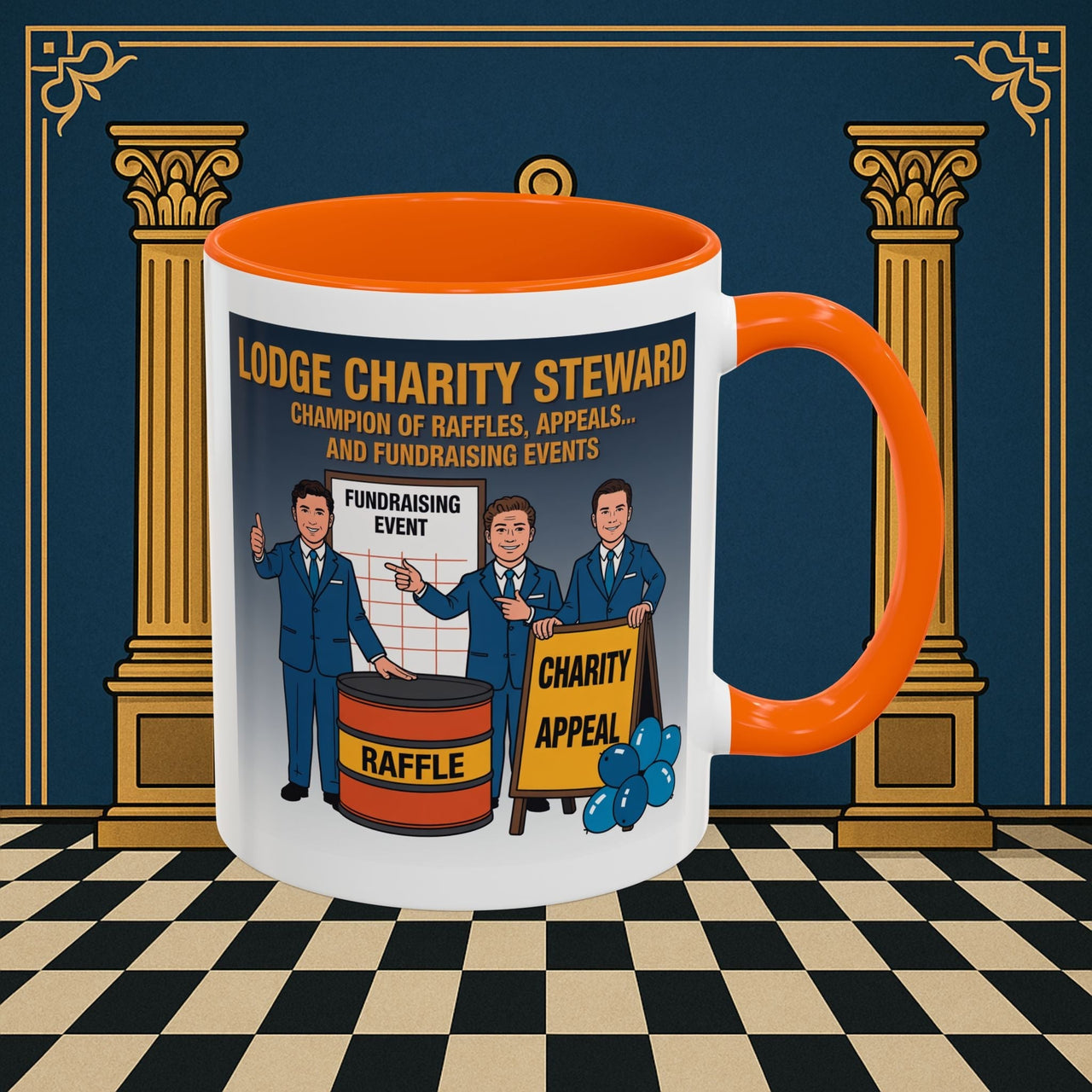Premium Ready to Go Freemason Design Ready to Go | Accent Coloured 11oz Mug | Charity Champions | Charity Steward - Masonic Mugs