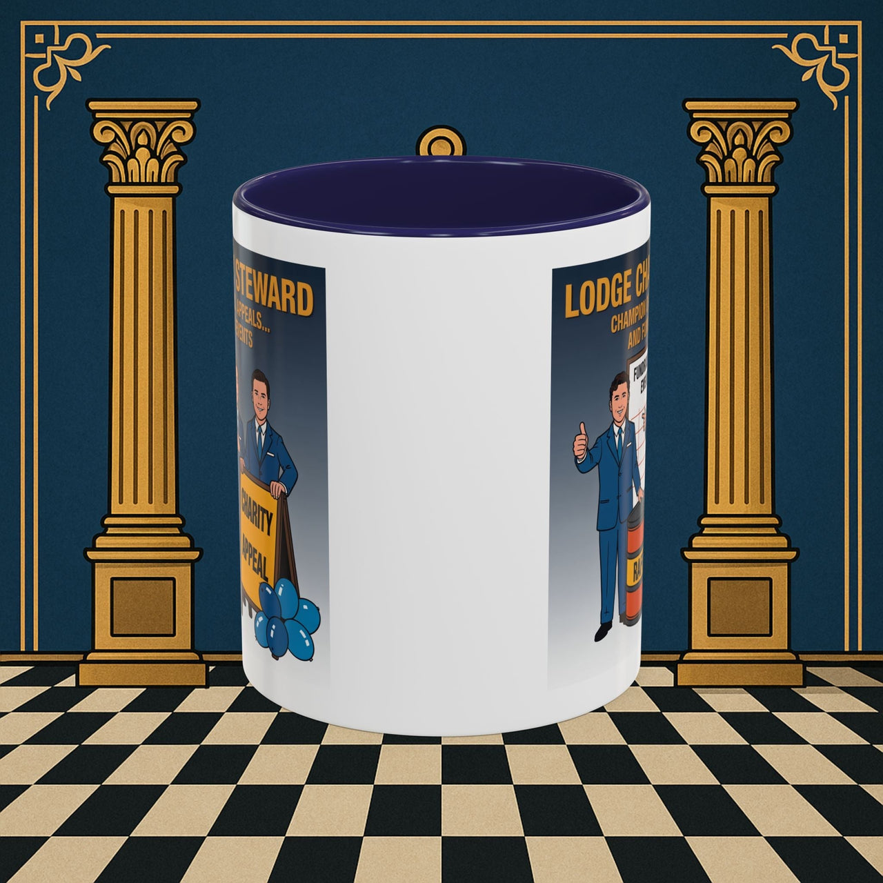Premium Ready to Go Freemason Design Ready to Go | Accent Coloured 11oz Mug | Charity Champions | Charity Steward - Masonic Mugs