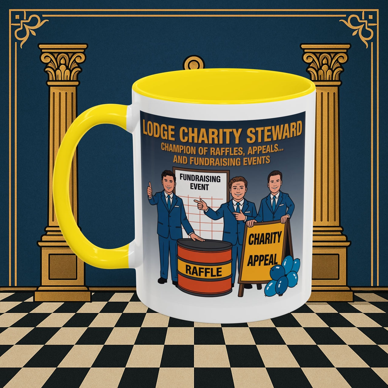 Premium Ready to Go Freemason Design Ready to Go | Accent Coloured 11oz Mug | Charity Champions | Charity Steward - Masonic Mugs