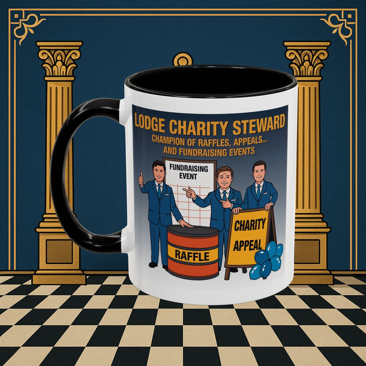 Premium Ready to Go Freemason Design Ready to Go | Accent Coloured 11oz Mug | Charity Champions | Charity Steward - Masonic Mugs