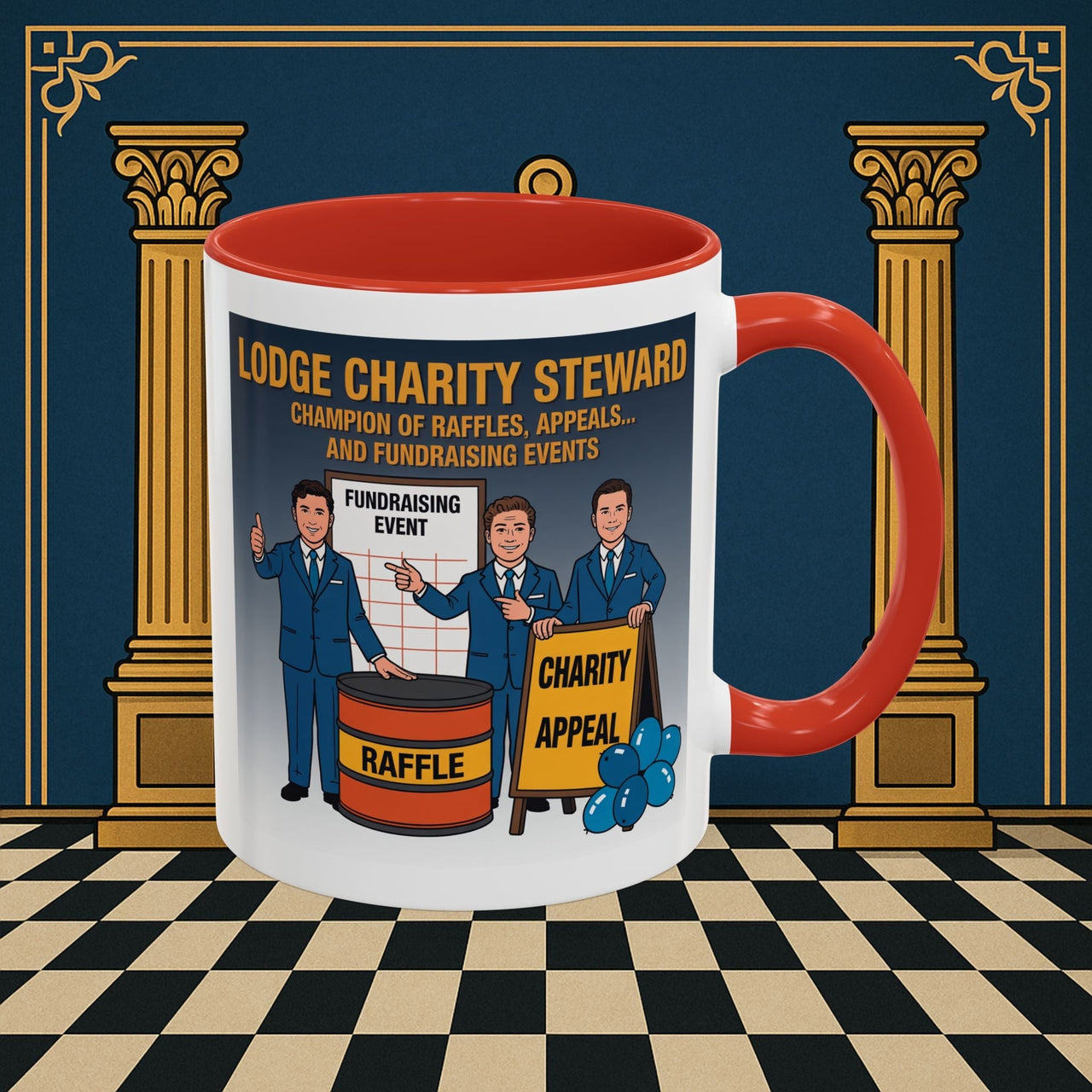 Premium Ready to Go Freemason Design Ready to Go | Accent Coloured 11oz Mug | Charity Champions | Charity Steward - Masonic Mugs