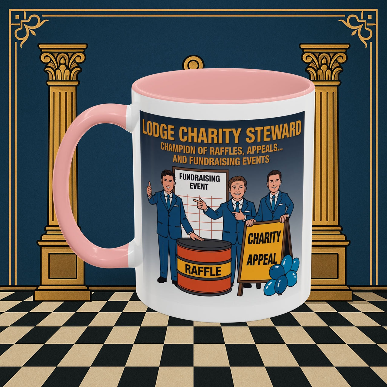 Premium Ready to Go Freemason Design Ready to Go | Accent Coloured 11oz Mug | Charity Champions | Charity Steward - Masonic Mugs