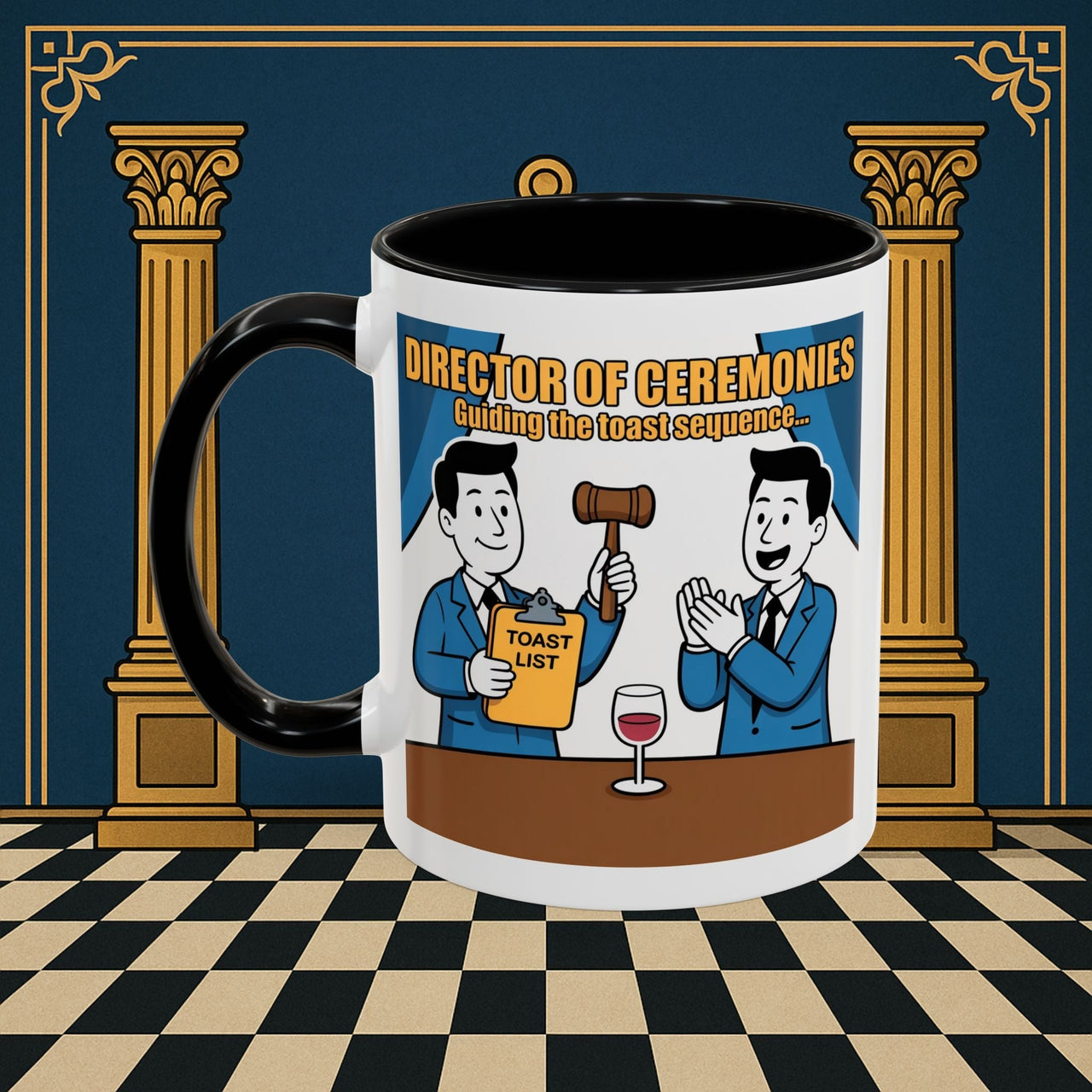 Premium Ready to Go Freemason Design Ready to Go | Accent Coloured 11oz Mug | Toasting Protocol | Director of Ceremonies - Masonic Mugs
