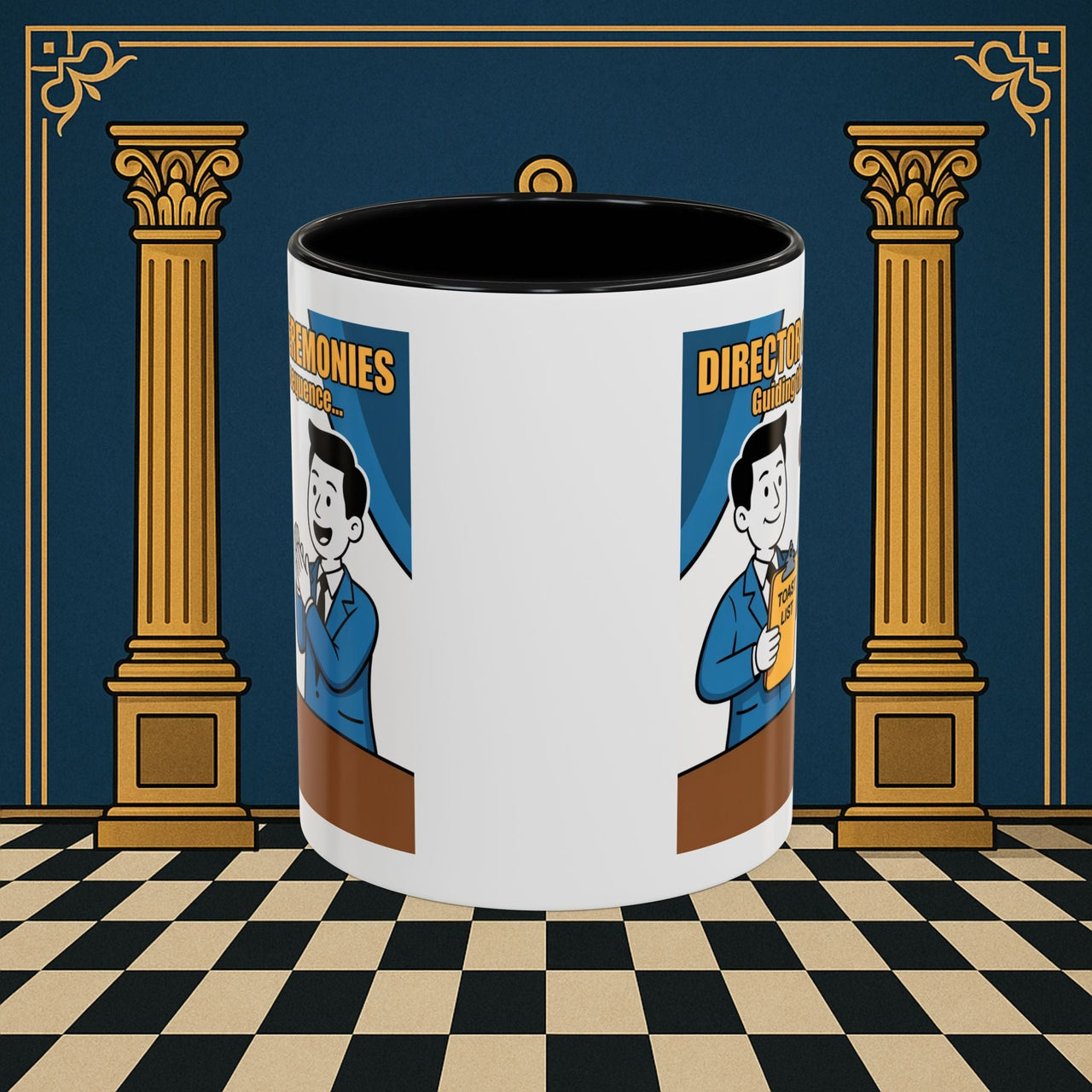 Premium Ready to Go Freemason Design Ready to Go | Accent Coloured 11oz Mug | Toasting Protocol | Director of Ceremonies - Masonic Mugs