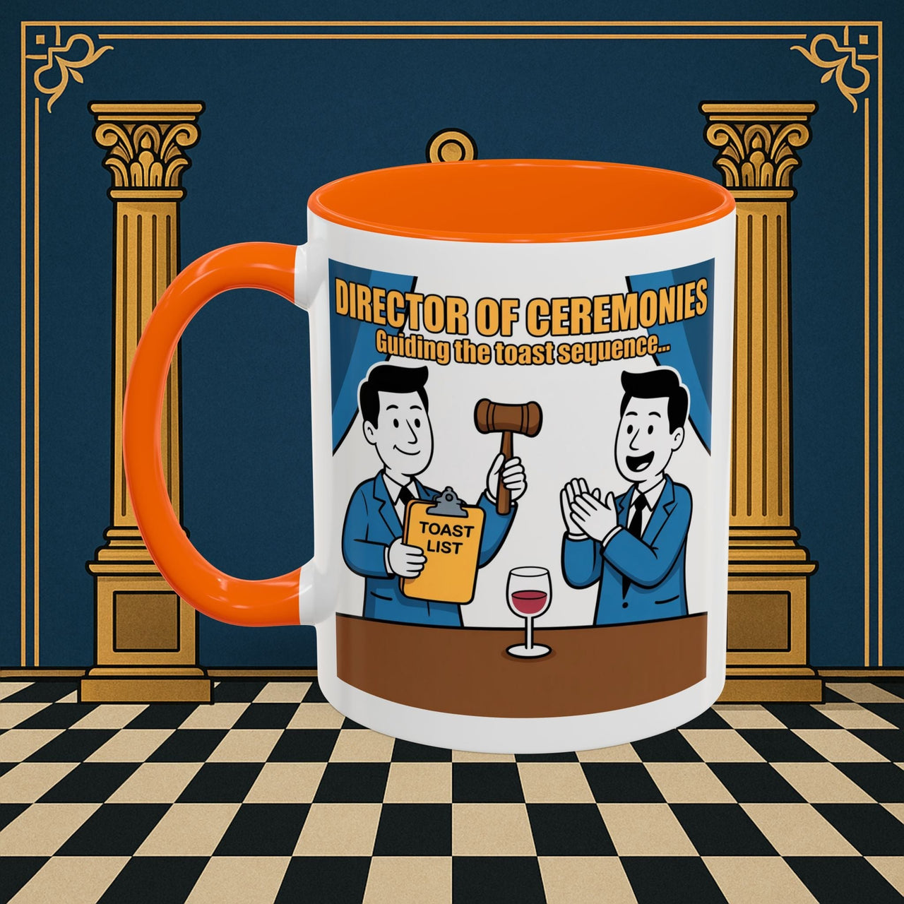 Premium Ready to Go Freemason Design Ready to Go | Accent Coloured 11oz Mug | Toasting Protocol | Director of Ceremonies - Masonic Mugs