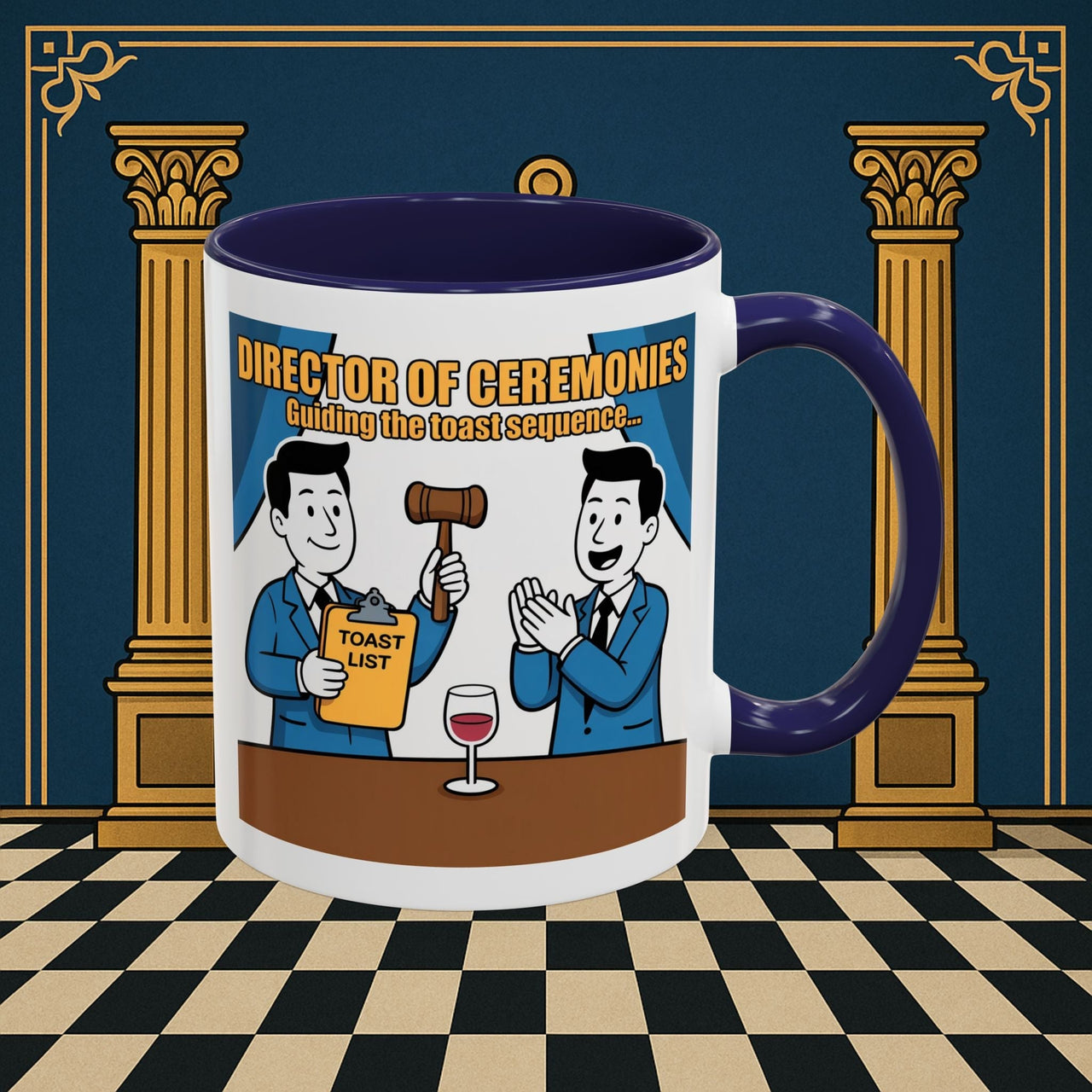 Premium Ready to Go Freemason Design Ready to Go | Accent Coloured 11oz Mug | Toasting Protocol | Director of Ceremonies - Masonic Mugs