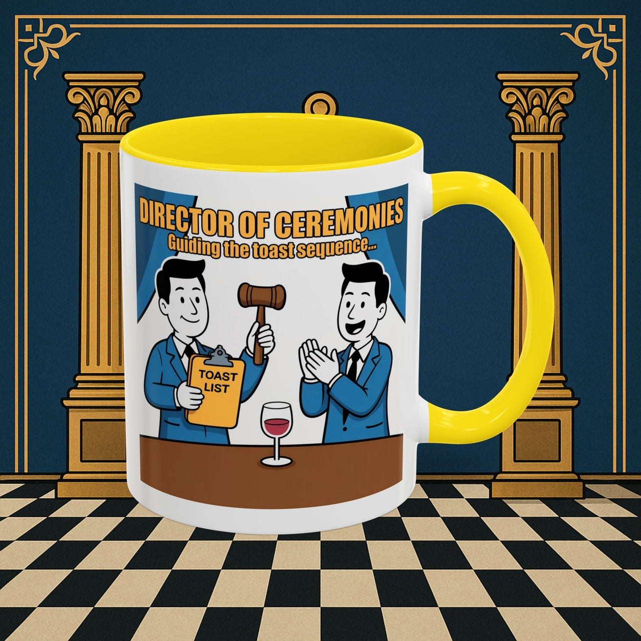 Premium Ready to Go Freemason Design Ready to Go | Accent Coloured 11oz Mug | Toasting Protocol | Director of Ceremonies - Masonic Mugs