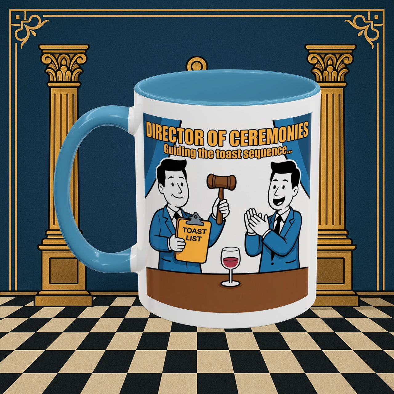 Premium Ready to Go Freemason Design Ready to Go | Accent Coloured 11oz Mug | Toasting Protocol | Director of Ceremonies - Masonic Mugs