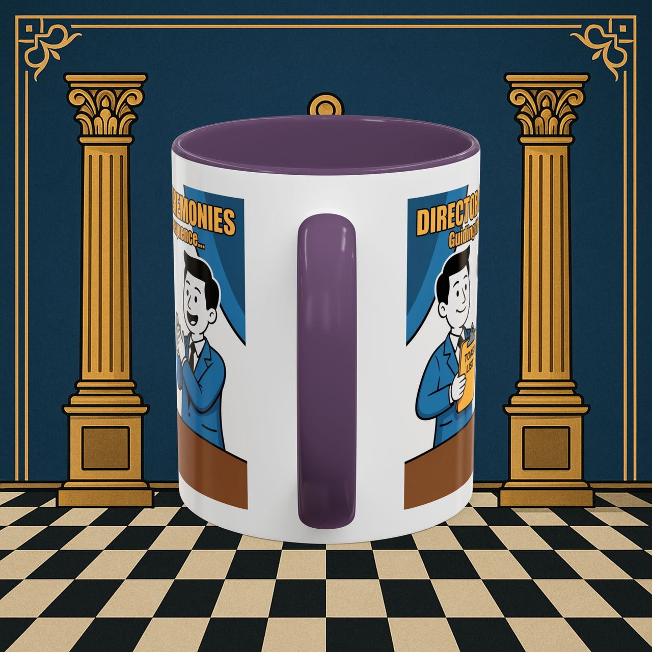 Premium Ready to Go Freemason Design Ready to Go | Accent Coloured 11oz Mug | Toasting Protocol | Director of Ceremonies - Masonic Mugs