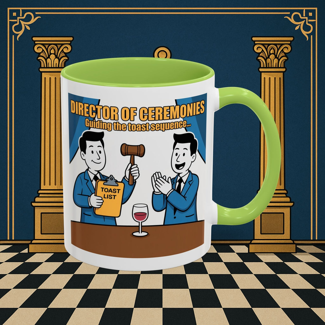 Premium Ready to Go Freemason Design Ready to Go | Accent Coloured 11oz Mug | Toasting Protocol | Director of Ceremonies - Masonic Mugs