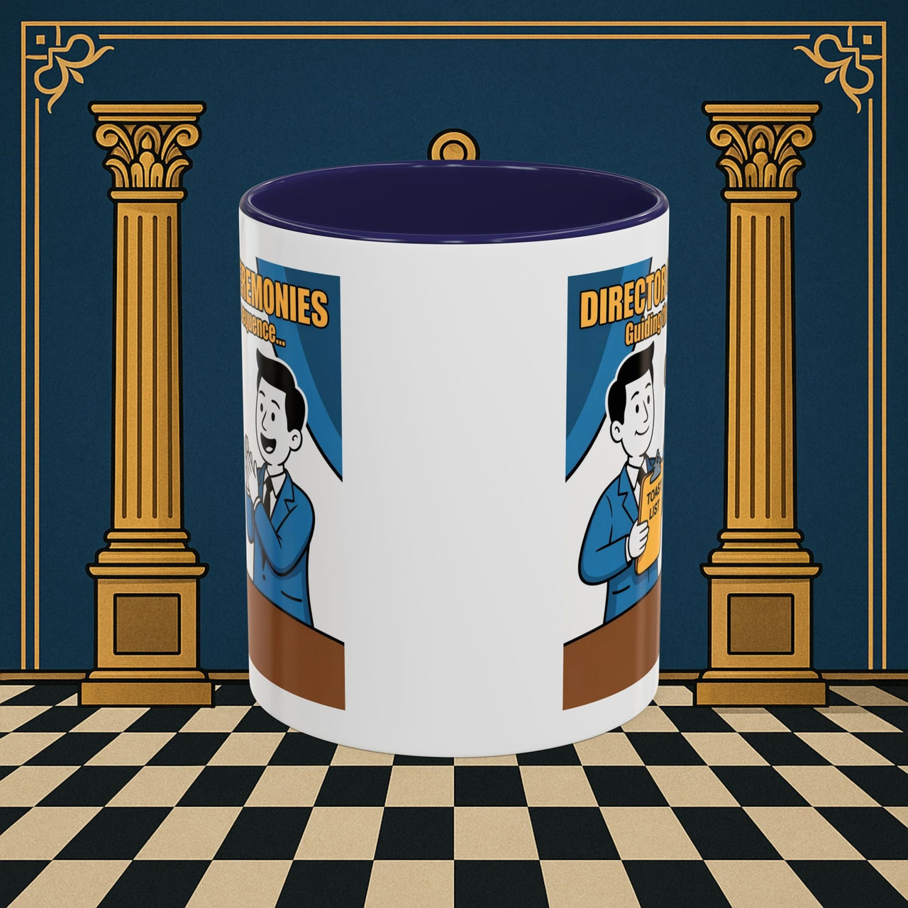 Premium Ready to Go Freemason Design Ready to Go | Accent Coloured 11oz Mug | Toasting Protocol | Director of Ceremonies - Masonic Mugs
