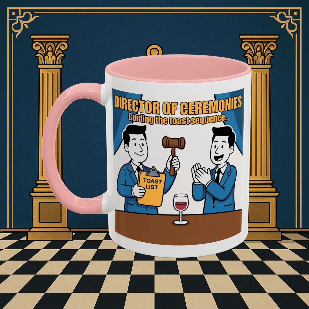 Premium Ready to Go Freemason Design Ready to Go | Accent Coloured 11oz Mug | Toasting Protocol | Director of Ceremonies - Masonic Mugs