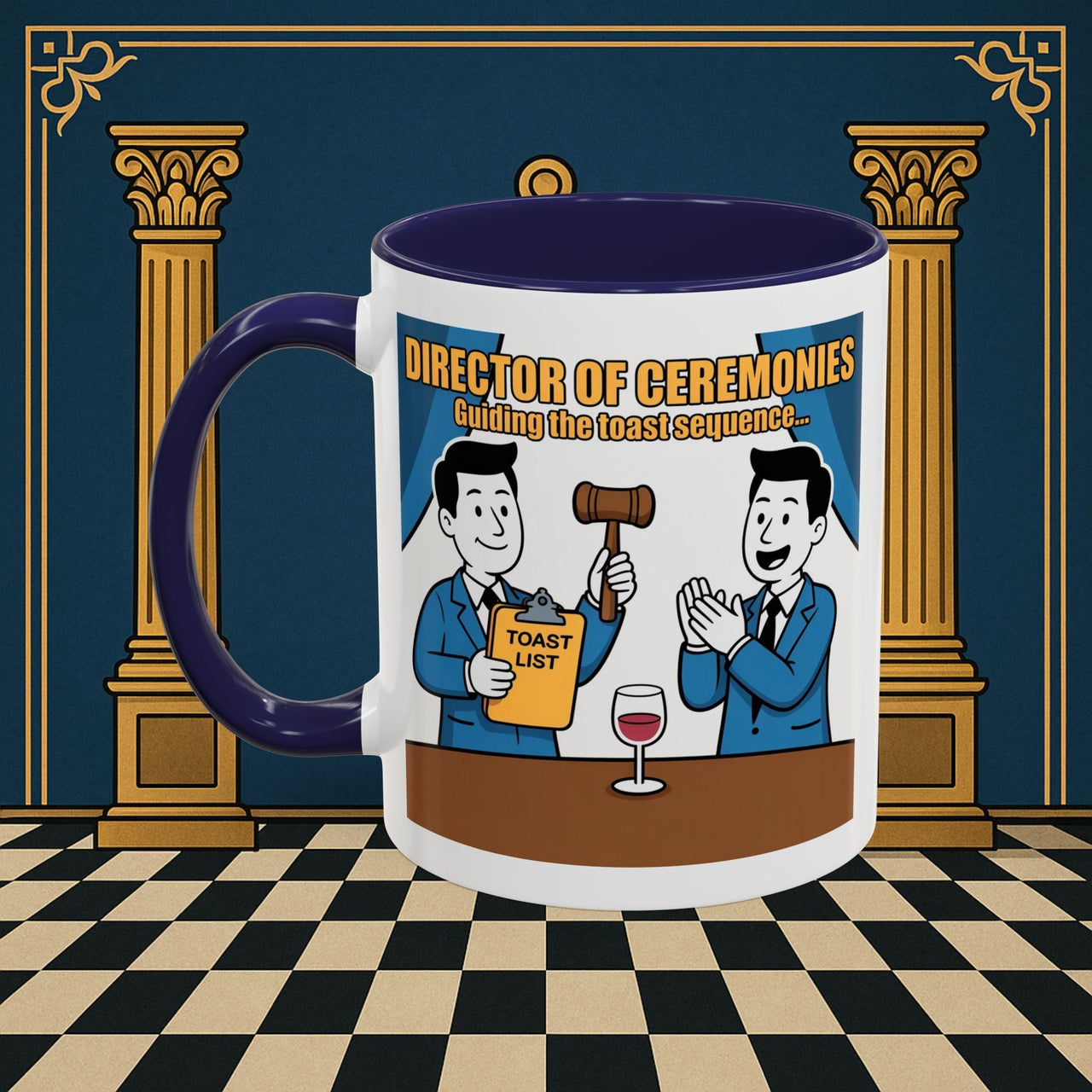 Premium Ready to Go Freemason Design Ready to Go | Accent Coloured 11oz Mug | Toasting Protocol | Director of Ceremonies - Masonic Mugs