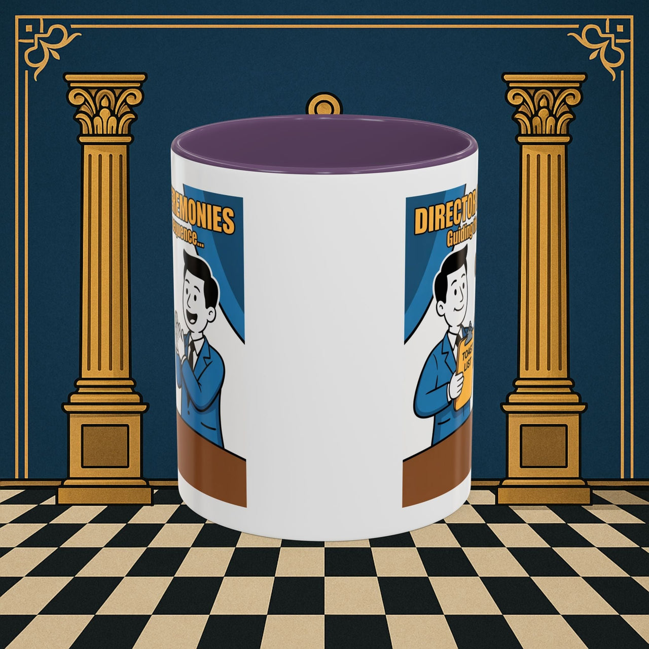 Premium Ready to Go Freemason Design Ready to Go | Accent Coloured 11oz Mug | Toasting Protocol | Director of Ceremonies - Masonic Mugs
