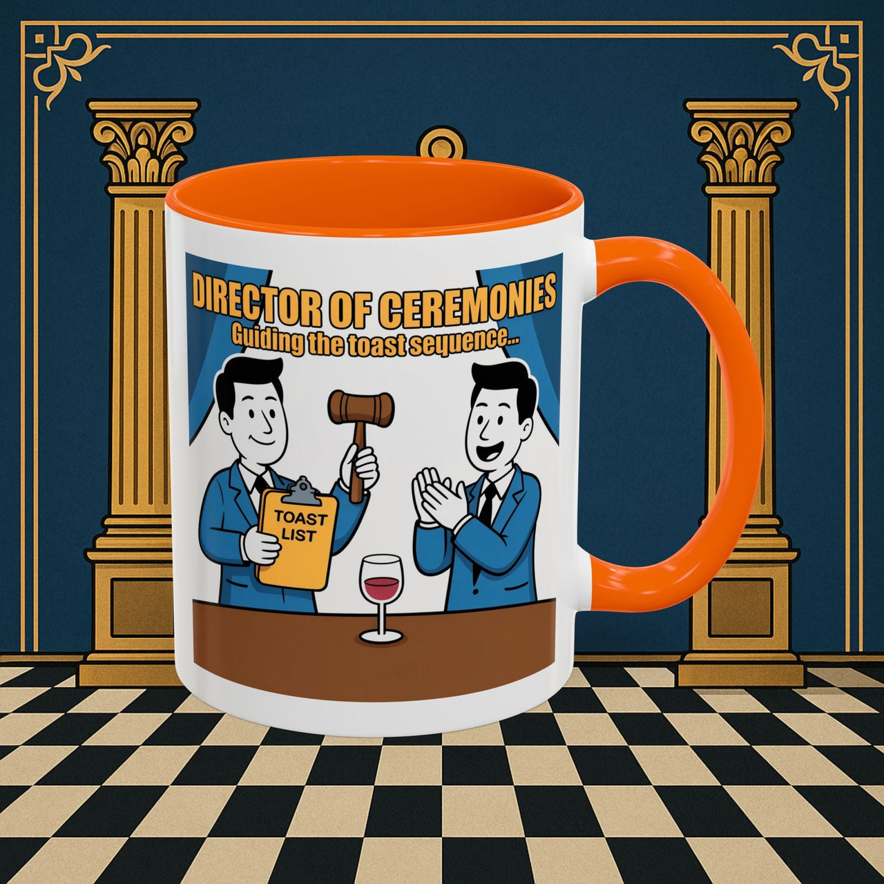 Premium Ready to Go Freemason Design Ready to Go | Accent Coloured 11oz Mug | Toasting Protocol | Director of Ceremonies - Masonic Mugs