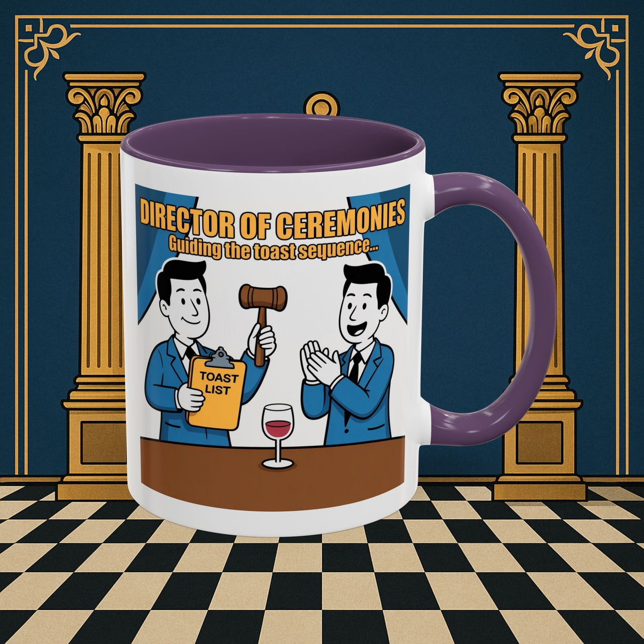 Premium Ready to Go Freemason Design Ready to Go | Accent Coloured 11oz Mug | Toasting Protocol | Director of Ceremonies - Masonic Mugs