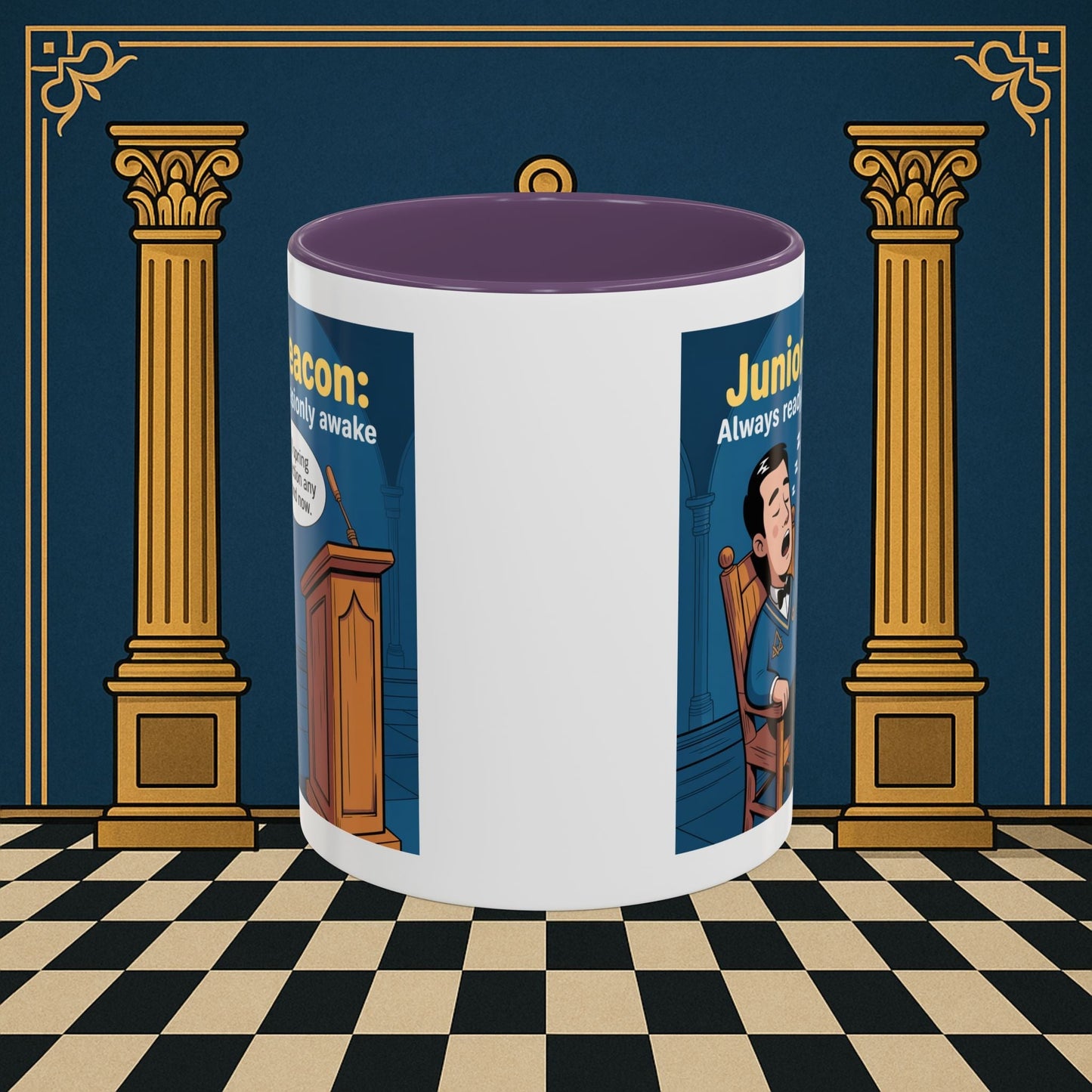 Premium Ready to Go Freemason Design | Sleepy Sentinel of the Lodge: Junior Deacon - Masonic Mugs