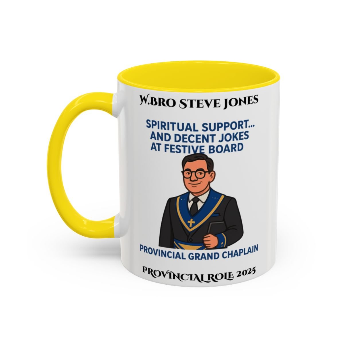 Provincial Grand Chaplin Design Personalised Mug - Spritual Support and Decent Jokes - Masonic Mugs