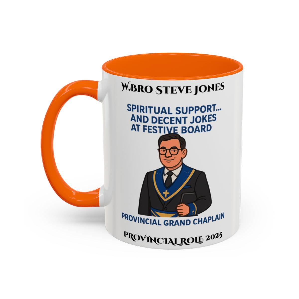 Provincial Grand Chaplin Design Personalised Mug - Spritual Support and Decent Jokes - Masonic Mugs