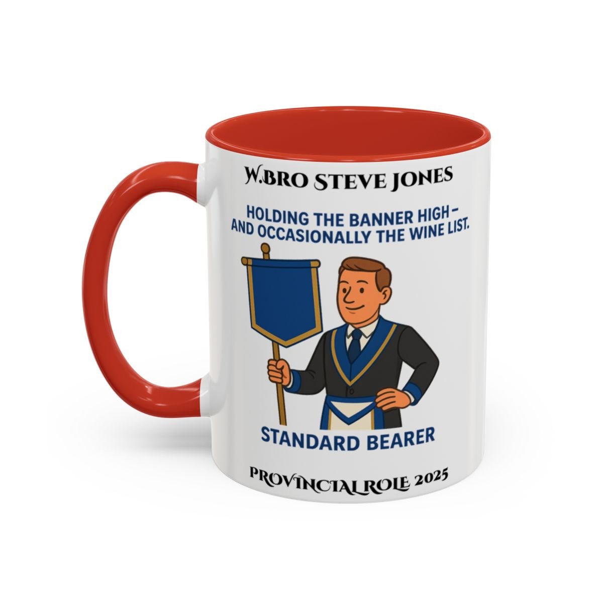 Provincial Standard Bearer Design Personalised Mug - Holding the Banner High - Masonic Mugs