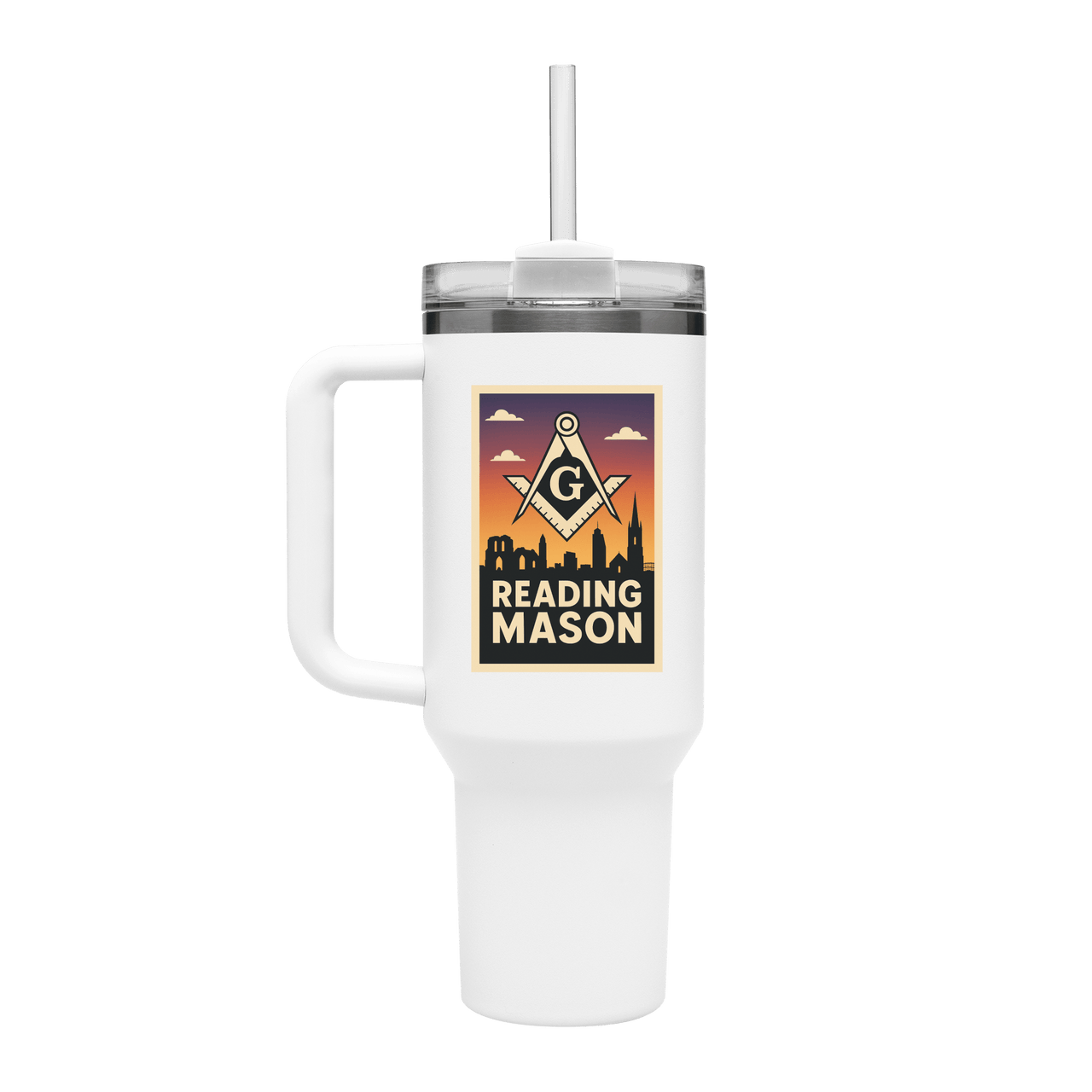 Reading Mason 40oz Stainless Steel Masonic Travel Tumbler - Masonic Mugs