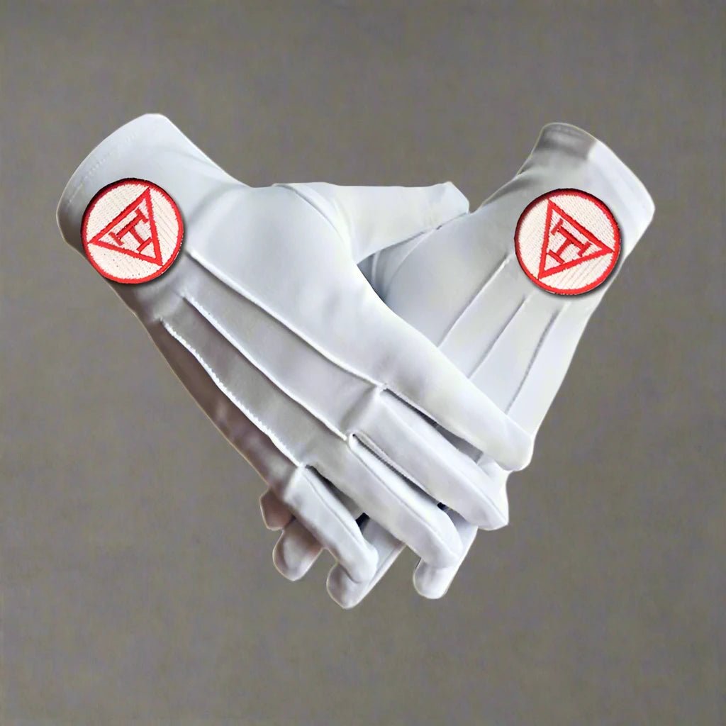 Royal Arch Masonic White Gloves – Embroidered Polyester Regalia Gloves for Ceremonial Use - Masonic Mugs