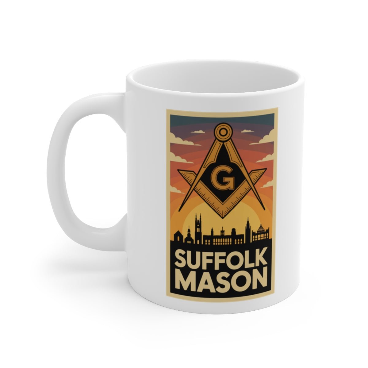 Suffolk Mason Custom Masonic Coffee Mug - Freemason Gift - Masonic Mugs