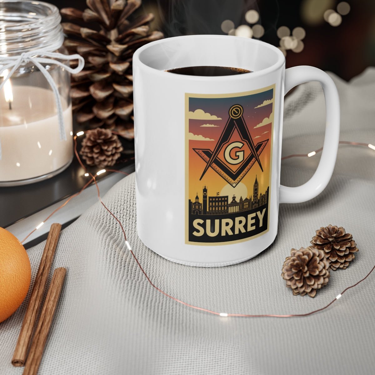 Surrey Mason Custom Masonic Coffee Mug - Freemason Gift - Masonic Mugs