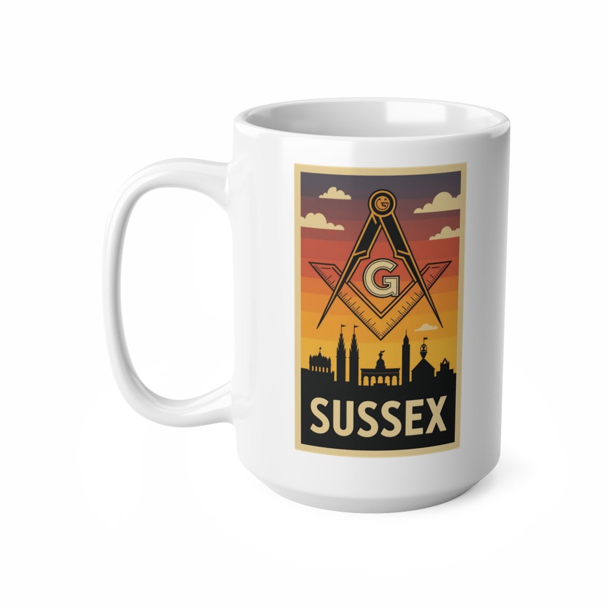 Sussex Mason Custom Masonic Coffee Mug - Freemason Gift - Masonic Mugs
