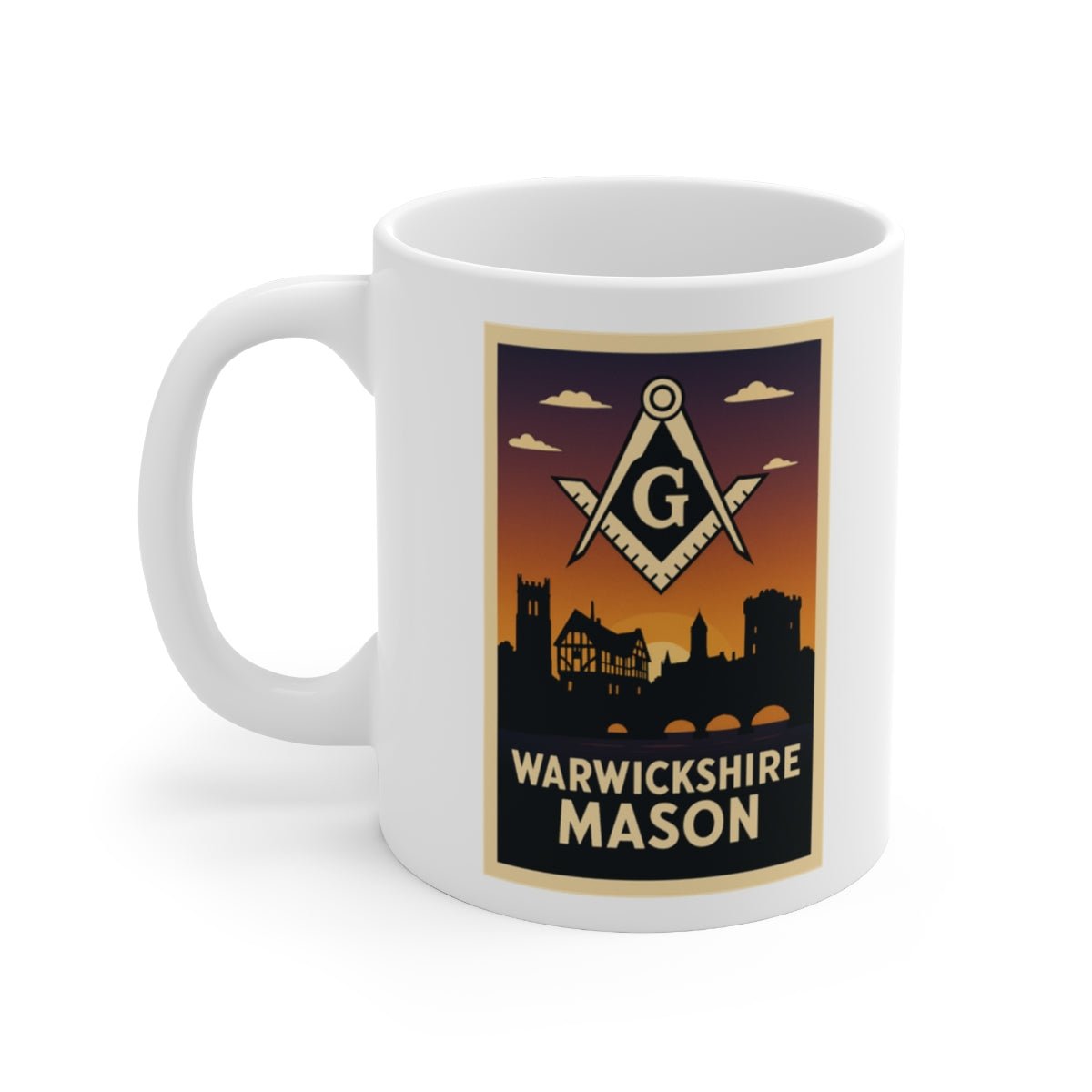 Warwickshire Mason Custom Masonic Coffee Mug - Freemason Gift - Masonic Mugs