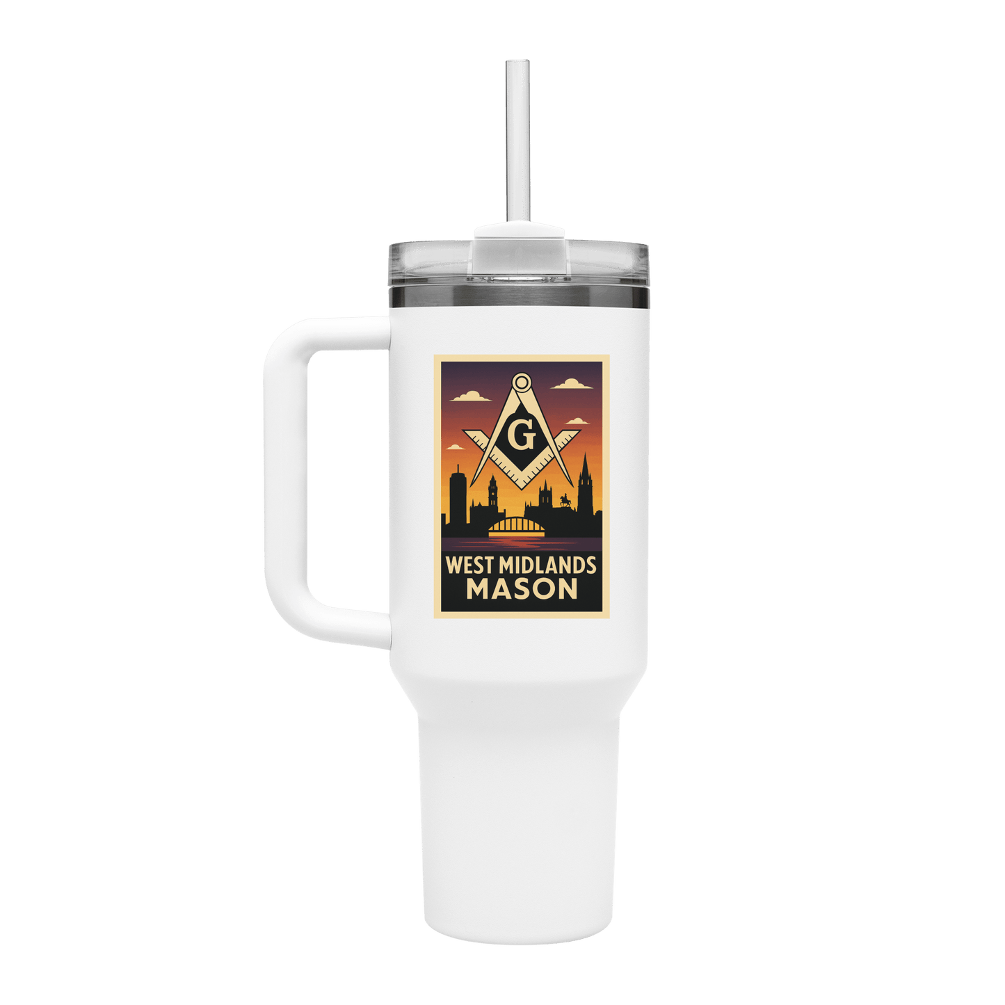 West Midlands Mason 40oz Stainless Steel Masonic Travel Tumbler - Masonic Mugs