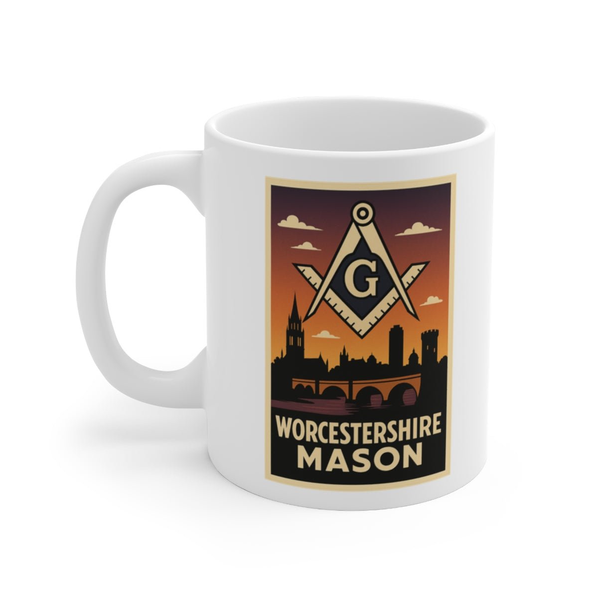 Worchestershire Mason Custom Masonic Coffee Mug - Freemason Gift - Masonic Mugs